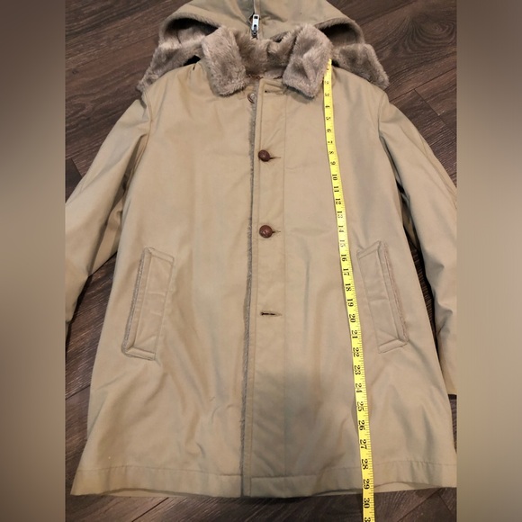 Mighty-Mac Handsome Outerwear Coat Men’s M Beige Zip Hood Faux Fur Sherpa Lined - Picture 8 of 12